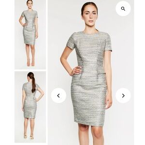 FRASCARA Short Sleeve Dress Size 8 Blue Metallic Tweed